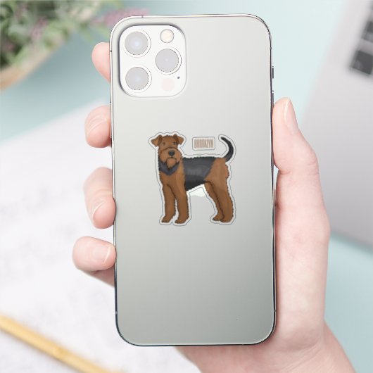 Sticker Airedale terrier dog cartoon (Téléphone)