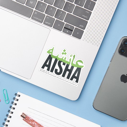 Sticker Aisha (Ordinateur portable avec iPhone)