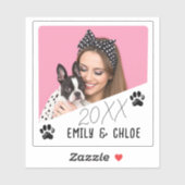 Sticker Ajouter Custom Pet Photo Nom et année mignonne Chi (Feuille)