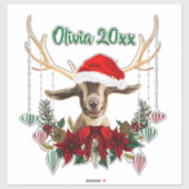 Sticker AJOUTER LE NOM - adorable Noël Toggenburg Goat Kid (Feuille)