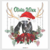 Sticker AJOUTER LE NOM - Beau Noël Nubian Chèvre Kid (Feuille)