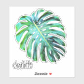 Sticker Ajouter le nom Elegant Tropical Leaf Modern Typogr (Feuille)