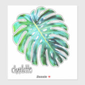 Sticker Ajouter le nom Elegant Tropical Leaf Modern Typogr (Feuille)