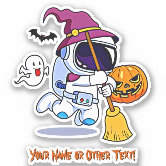 Sticker Ajouter le nom jote Astronaut Sorcier Citrouille d (Devant)