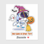 Sticker Ajouter le nom jote Astronaut Sorcier Citrouille d (Feuille)