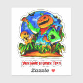 Sticker Ajouter le nom, le crâne de tête du Citrouille Mon (Feuille)