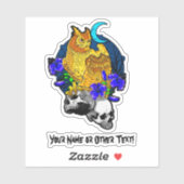 Sticker Ajouter le nom Owl Talons Skulls Blue Flowers Moon (Feuille)