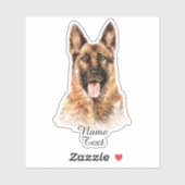Sticker Ajouter le nom Texte, berger allemand peinture chi (Feuille)