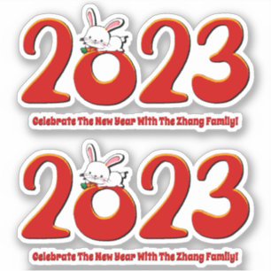 Sticker Ajouter le nom Texte Nouvel An chinois 2023 Année 