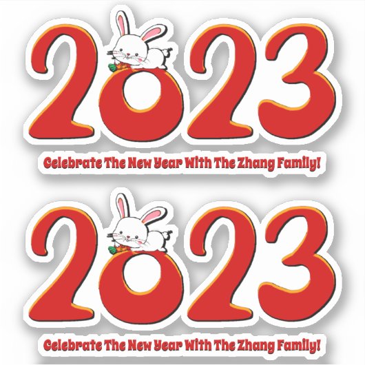 Sticker Ajouter le nom Texte Nouvel An chinois 2023 Année (Devant)