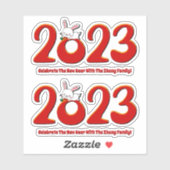 Sticker Ajouter le nom Texte Nouvel An chinois 2023 Année (Feuille)