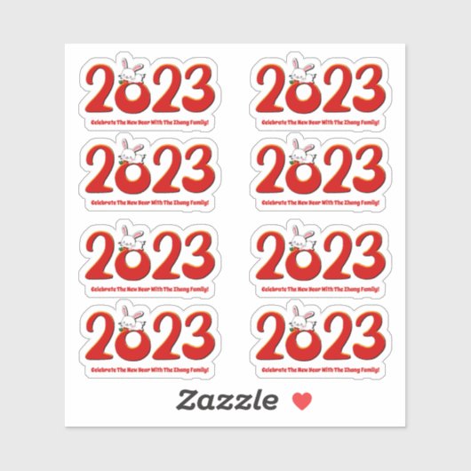 Sticker Ajouter le nom Texte Nouvel An chinois 2023 Année  (Feuille)