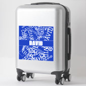 Sticker Ajouter n'importe quel nom, nom collage En bleu &  (Sur valise)