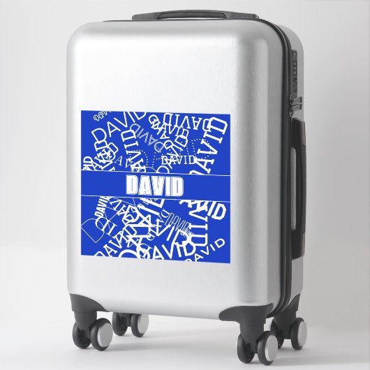 Sticker Ajouter n'importe quel nom, nom collage En bleu &  (Sur valise)