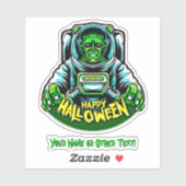 Sticker Ajouter Nom, Astronaute Monstre Zombie Vert Bleu (Feuille)