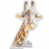 Sticker Ajouter Nom Grinning Cute Giraffe Photographie Mod (Devant)