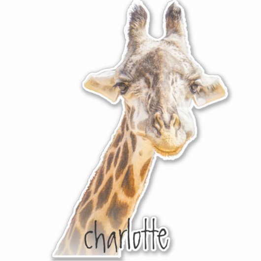 Sticker Ajouter Nom Grinning Cute Giraffe Photographie Mod (Devant)