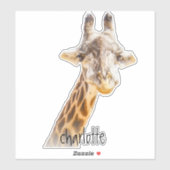 Sticker Ajouter Nom Grinning Cute Giraffe Photographie Mod (Feuille)