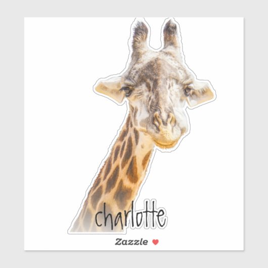 Sticker Ajouter Nom Grinning Cute Giraffe Photographie Mod (Feuille)