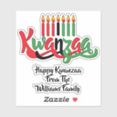 Sticker Ajouter Nom, Joyeux Kwanzaa, Sept Bougies Kiss Cut (Feuille)