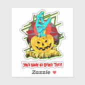 Sticker Ajouter Nom, Main de Zombie Citrouille Monstrueuse (Feuille)