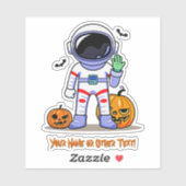 Sticker Ajouter Nom Mignon Astronaute Citrouilles Chauves- (Feuille)