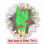 Sticker Ajouter Nom, Rocher Sur Vert Zombie Sang Des Os Ma (Devant)