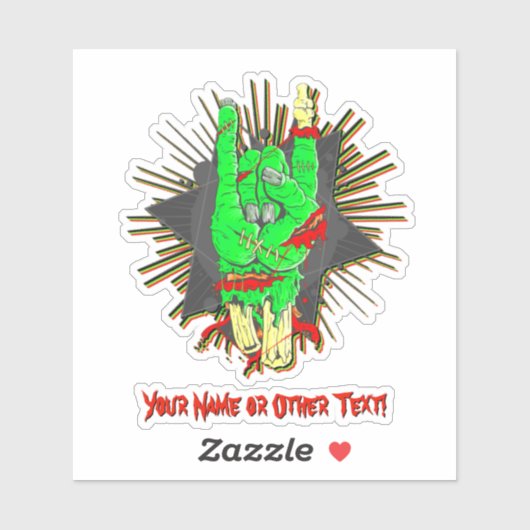 Sticker Ajouter Nom, Rocher Sur Vert Zombie Sang Des Os Ma (Feuille)