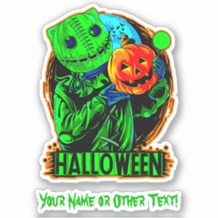 Sticker Ajouter un nom Citrouille d'épouvantail d'Hallowee