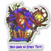 Sticker Ajouter un nom, Citrouille monstre Scarecrow avec  (Devant)