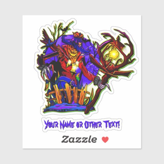 Sticker Ajouter un nom, Citrouille monstre Scarecrow avec  (Feuille)