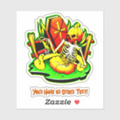 Sticker Ajouter un nom, Citrouille Squelette Serpent Araig (Feuille)