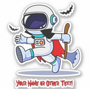 Sticker Ajouter un nom Cute Astronaut Ax & Red Cape avec c