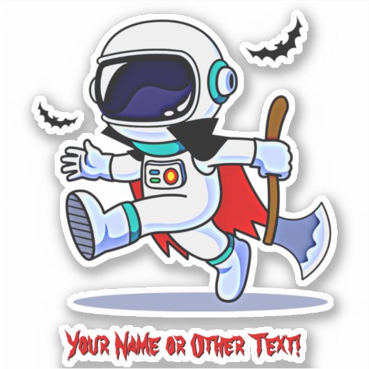 Sticker Ajouter un nom Cute Astronaut Ax & Red Cape avec c (Devant)