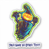 Sticker Ajouter un nom Flying Citrouille Ghost Witch Casqu (Devant)