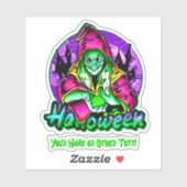 Sticker Ajouter un nom, Green Purple Witch Apple Ball (Feuille)
