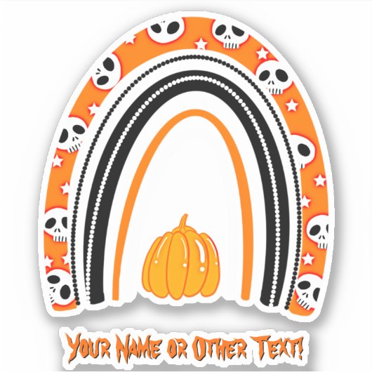 Sticker Ajouter un nom, Halloween Rainbow Skuls Citrouille (Devant)