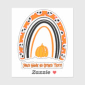 Sticker Ajouter un nom, Halloween Rainbow Skuls Citrouille (Feuille)