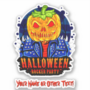 Sticker Ajouter un nom, Halloween Rocker Citrouille Party
