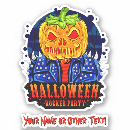 Sticker Ajouter un nom, Halloween Rocker Citrouille Party (Devant)