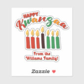 Sticker Ajouter un nom, Happy Kwanzaa Rouge Noir Vert Boug (Feuille)