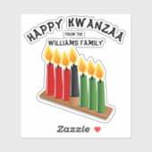Sticker Ajouter un nom, Joyeux Kwanzaa Rouge Jaune Vert Bo (Feuille)