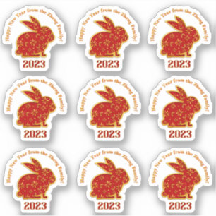 Sticker Ajouter un nom Joyeux Nouvel An Chinois 2023 Lapin