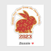 Sticker Ajouter un nom Joyeux Nouvel An Chinois 2023 Lapin (Feuille)