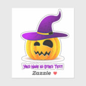 Sticker Ajouter un nom, mignon Citrouille de Halloween vio (Feuille)
