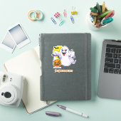 Sticker Ajouter un nom, mignon Citrouille Fantôme Chauve-L (Couverture iPad)