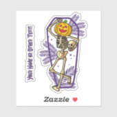 Sticker Ajouter un nom, mignon Citrouille Tête Skeleton Cr (Feuille)