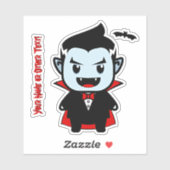 Sticker Ajouter un nom, mignon Halloween Vampire noir roug (Feuille)