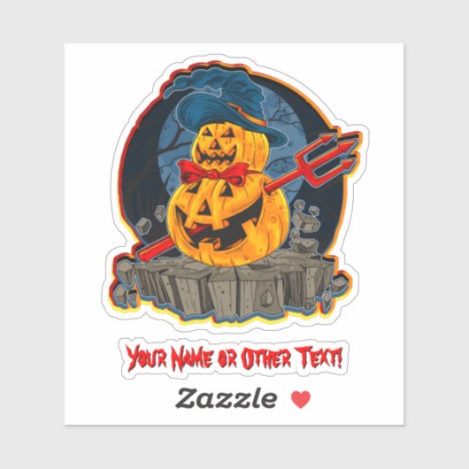 Sticker Ajouter un nom, Monster Citrouille Head Devil Trid (Feuille)