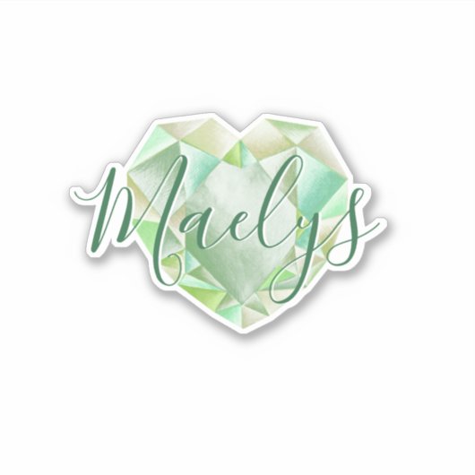 Sticker Ajouter un nom ou un monogramme Green Heart Diamon (Devant)